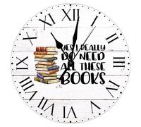 Yes I Really Do Need All These Books PVC Clock Book Themed Large Wall Clock With Roman Numerals Writer Gifts 10in Silent Non-Ticking Artistic PVC Clock Decoration for Living Room Office Decor