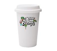 yes i Really do Need All These Plants Perfect for Plant Lover, Birthday Christmas Dual Wall Eco Insulated White Ceramic Travel Mug with White Lid.