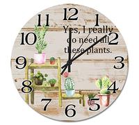 Yes I Really Do Need All These Plants Tropical Houseplant Round Clocks Decorative Frameless Wall Clock Silent Quartz Clocks For School Decor Bedroom 25Cm