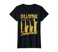 Yes I Really Do Need All These Saxophones Value Graphic T-Shirt, Women, Black, M