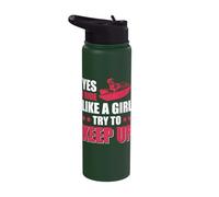 Yes I Ride Like a Girl Try to Keep up Stainless Steel Insulated Water Bottle