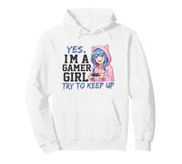 Yes I'm A Gamer Girl Try To Keep Up Fun Anime Style Graphic Pullover Hoodie