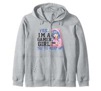 Yes I'm A Gamer Girl Try To Keep Up Fun Anime Style Graphic Zip Hoodie
