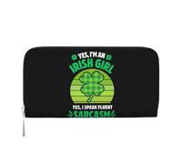 Yes I'm an Irish Girl Shirt Funny St Patrick's Day PU Leather Wallet for Women Men Credit Card Wallet Long Clutch Purse Around Zipper Wallets