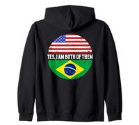 Yes, I'm Both Brazilian Brasil Culture Pride Brazil Heritage Zip Hoodie
