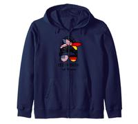 Yes I'm Both of Them American And German Messy Bun Zip Hoodie