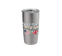 Yes I'm Both of Them American British Flags Stainless Steel Insulated Tumbler