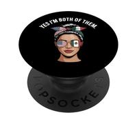 Yes I'm Both of Them Mexican American Flag Woman PopSockets Adhesive PopGrip