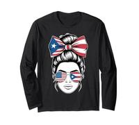 Yes I'm Both Of Them Proud Costa Rican Americans Messy Bun Long Sleeve T-Shirt