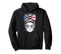 Yes I'm Both Of Them Proud Costa Rican Americans Messy Bun Pullover Hoodie