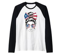 Yes I'm Both Of Them Proud Costa Rican Americans Messy Bun Raglan Baseball Tee
