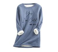 Yes, I'm Cold Me 24:7 Fleece Blouse for Women Fall Winter Thick Warm Long Sleeve Pullover Tops UK 2024 Fashion Oversized Jumper Shirts Casual Crewneck Loose Fit Sweater