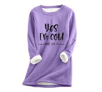 Yes, I'm Cold Me 24:7 Fleece Blouse for Women Fall Winter Thick Warm Long Sleeve Pullover Tops UK 2024 Fashion Oversized Jumper Shirts Casual Crewneck Loose Fit Sweater