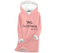 Yes I'm Still Freezing Hoodies for Women UK Ladies Jumpers Sherpa Fleece Lined Sweatshirts Casual Loose Pullover Blouse Long Sleeve Thermal Sweater Underwear Fall Winter Outfits