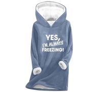 Yes I'm Still Freezing Hoodies for Women UK Ladies Jumpers Sherpa Fleece Lined Sweatshirts Casual Loose Pullover Blouse Long Sleeve Thermal Sweater Underwear Fall Winter Outfits