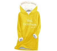 Yes I'm Still Freezing Hoodies for Women UK Long Sleeve Fleece Sweatshirt Fall Winter Oversized Pullover Tops 2024 Fashion Thick Warm Solid Color Jumper Shirts Sweater