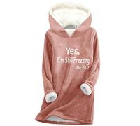 Yes I'm Still Freezing Hoodies for Women UK Long Sleeve Fleece Sweatshirt Fall Winter Oversized Pullover Tops 2024 Fashion Thick Warm Solid Color Jumper Shirts Sweater