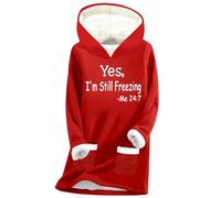 Yes I'm Still Freezing Hoodies for Women UK Long Sleeve Fleece Sweatshirt Fall Winter Oversized Pullover Tops 2024 Fashion Thick Warm Solid Color Jumper Shirts Sweater