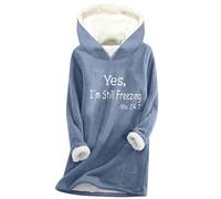 Yes I'm Still Freezing Hoodies for Women UK Long Sleeve Fleece Sweatshirt Fall Winter Oversized Pullover Tops 2024 Fashion Thick Warm Solid Color Jumper Shirts Sweater