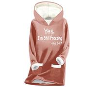 Yes I'm Still Freezing Hoodies for Women UK Long Sleeve Fleece Sweatshirt Fall Winter Oversized Pullover Tops 2024 Fashion Thick Warm Solid Color Jumper Shirts Sweater
