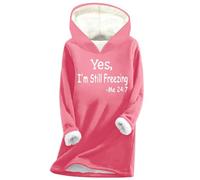 Yes I'm Still Freezing Hoodies for Women UK Long Sleeve Fleece Sweatshirt Fall Winter Oversized Pullover Tops 2024 Fashion Thick Warm Solid Color Jumper Shirts Sweater