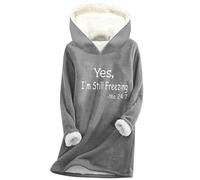 Yes I'm Still Freezing Hoodies for Women UK Long Sleeve Fleece Sweatshirt Fall Winter Oversized Pullover Tops 2024 Fashion Thick Warm Solid Color Jumper Shirts Sweater