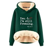 Yes I'm Still Freezing Sweatshirts for Women UK - Women's Hoodies Ladies Plush Jumpers Sherpa Fleece Lined Crewneck Long Sleeve Shirts Fall Winter Casual Pullover Loungewear