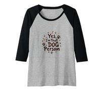 Yes, I'm That Dog Person - Paw Print Pet Lover Raglan Baseball Tee, Women, Black/Athletic Heather, S