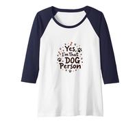 Yes, I'm That Dog Person - Paw Print Pet Lover Raglan Baseball Tee, Women, Navy/White, XXL
