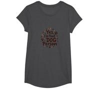Yes, I'm That Dog Person - Paw Print Pet Lover T-Shirt, Girls, Dark Heather Grey, Medium