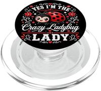 Yes I'm The Crazy Ladybug Lady Floral Cute Beetle Aesthetic PopSockets PopGrip for MagSafe