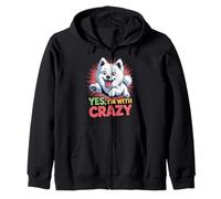 Yes, Im with crazy Cartoon Pet Dog Breed American Eskimo Dog Zip Hoodie
