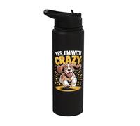 Yes I'm with Crazy Cute Breed Pet Dog Funny Cocker Spaniel Stainless Steel Insulated Water Bottle