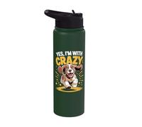 Yes I'm with Crazy Cute Breed Pet Dog Funny Cocker Spaniel Stainless Steel Insulated Water Bottle