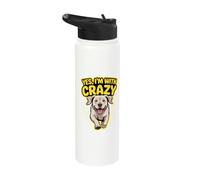 Yes I'm with Crazy Dog Lover Owner Funny Labrador Retriever Stainless Steel Insulated Water Bottle