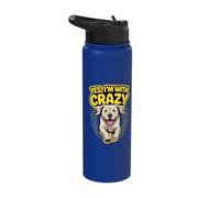 Yes I'm with Crazy Dog Lover Owner Funny Labrador Retriever Stainless Steel Insulated Water Bottle