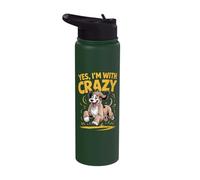 Yes I'm with Crazy Funny Cute Pet Dog Lover Afghan Hound Stainless Steel Insulated Water Bottle