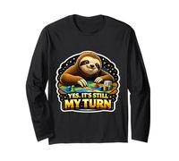 Yes It's Still My Turn Funny Slow Sloth Playing Boardgames Long Sleeve T-Shirt