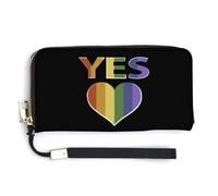 Yes Marriage Equality LGBTQ Leather Wallet Fashion Purse Long Pouch with Wrist Strap for Men Women