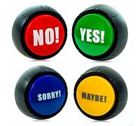 Yes No Button & Maybe Sorry Button - Dog Buttons for Communication - Yes No Button with sound - Answer Buzzers Set of 4 - Dog Talk Button - Sound Button - Dog Talking Button Set - No Button Yes Button