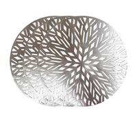 Yes-Online 12 Placemats Set Christmas Metallic Silver Round Festive Xmas Table Home Decor