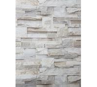 Yes-Online 3D Slate Stone Brick Effect Wallpaper Grey Beige Realistic Textured Vintage