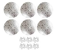 Yes-Online 6 Placemats And Napkin Ring Set Christmas Metallic Silver Round Festive Xmas Table Home Decor