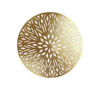 Yes-Online 6 Placemats Set Christmas Metallic Gold Round Festive Xmas Table Home Decor