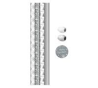 Yes-Online Christmas Wrapping Paper Set 4 Rolls 8 Tags 2M Raffia Ties White Silver Tree