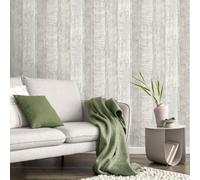 Yes-Online Fine Decor Rustic Wood Stripe Soft Grey Wallpaper Paste The Paper Washable Wooden Plank Panel