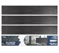 Yes-Online Floor Planks Tiles Self Adhesive Black Wood Vinyl Flooring Kitchen Bathroom - Pack Of 7 6X36"- 1M²