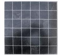 Yes-Online Floor Tiles Self Adhesive Vinyl Flooring Kitchen Bathroom Hallway Easy To Use - Black Squares Pack Of 4 Tiles (0.37Sqm)