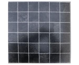 Yes-Online Floor Tiles Self Adhesive Vinyl Flooring Kitchen Bathroom Hallway Easy To Use - Black Squares Pack Of 4 Tiles (0.37Sqm)