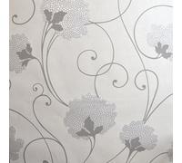 Yes-Online Floral Trail Wallpaper Cream Silver Paste The Wall Textured Vinyl 10M Roll